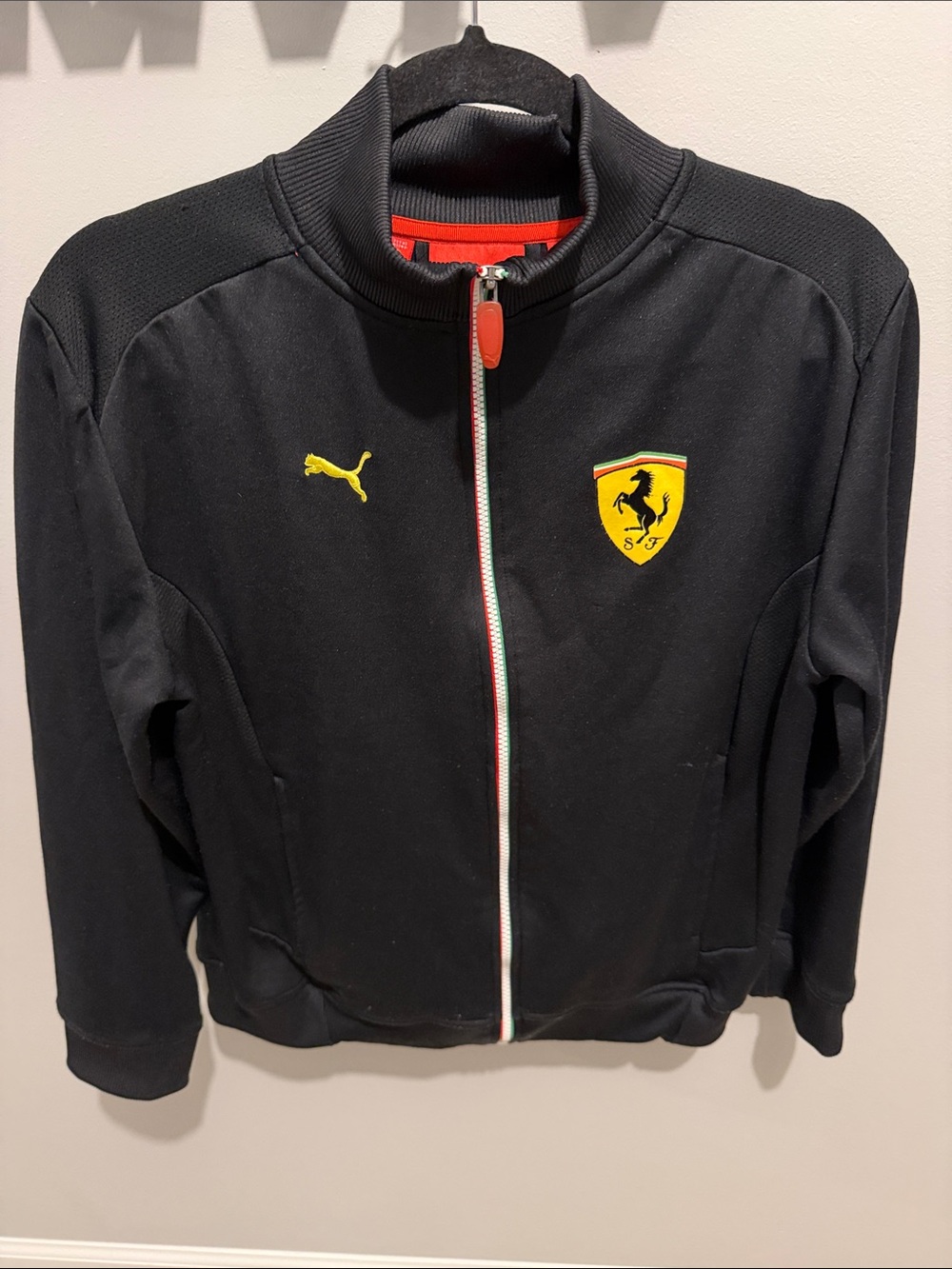 Puma Kids Black Ferrari Track Jacket with Yellow Logos
